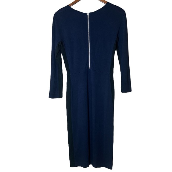 Babaton Scoop Neck Stretch Sheath Dress Navy w/Black Side & Sleeve Panels Size 8 - Picture 8 of 8
